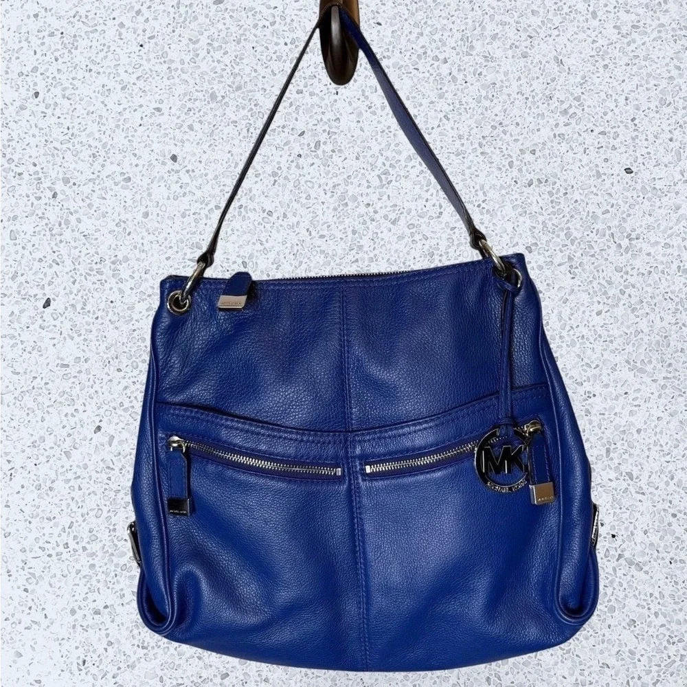 Michael Kors Layton Pebbled‎ Leather Hobo Bag Blue